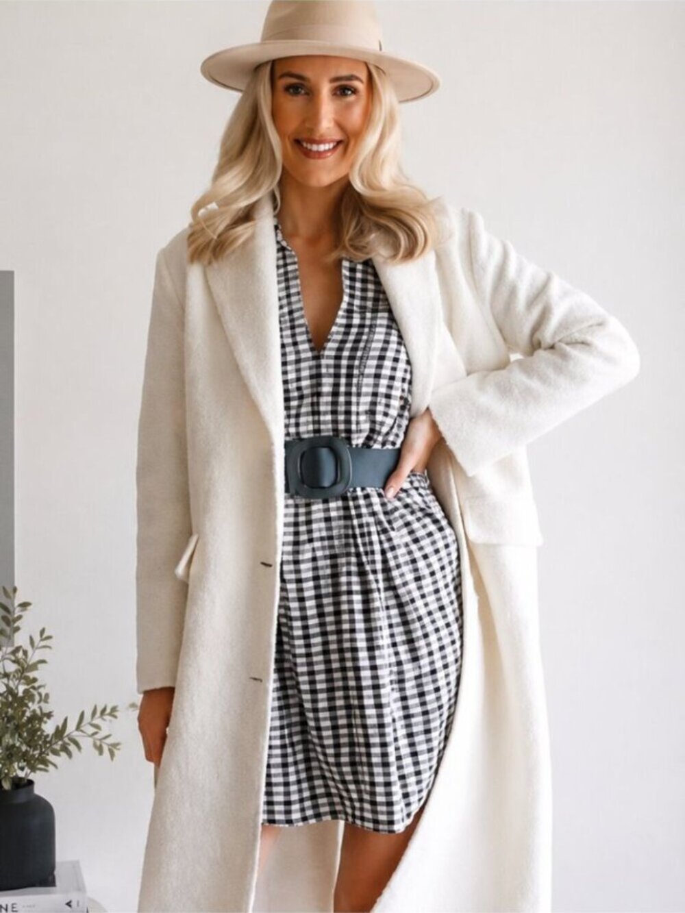 Zara Plaid Check Dress Long Sleeve Cotton Blend Size Large - Picture 2 of 7